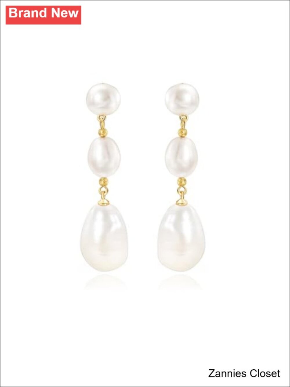 ✨ Gold Plated Double Pearl Dangle Drop Earrings for Women Bridal Wedding Prom